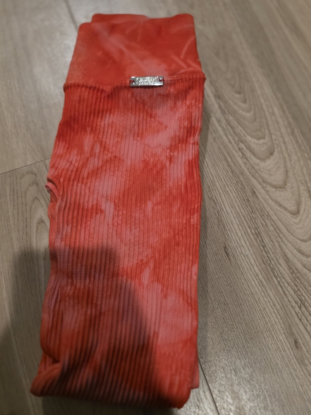 Bombshell Sportswear Red Tie-Dye Ribbed Leggings